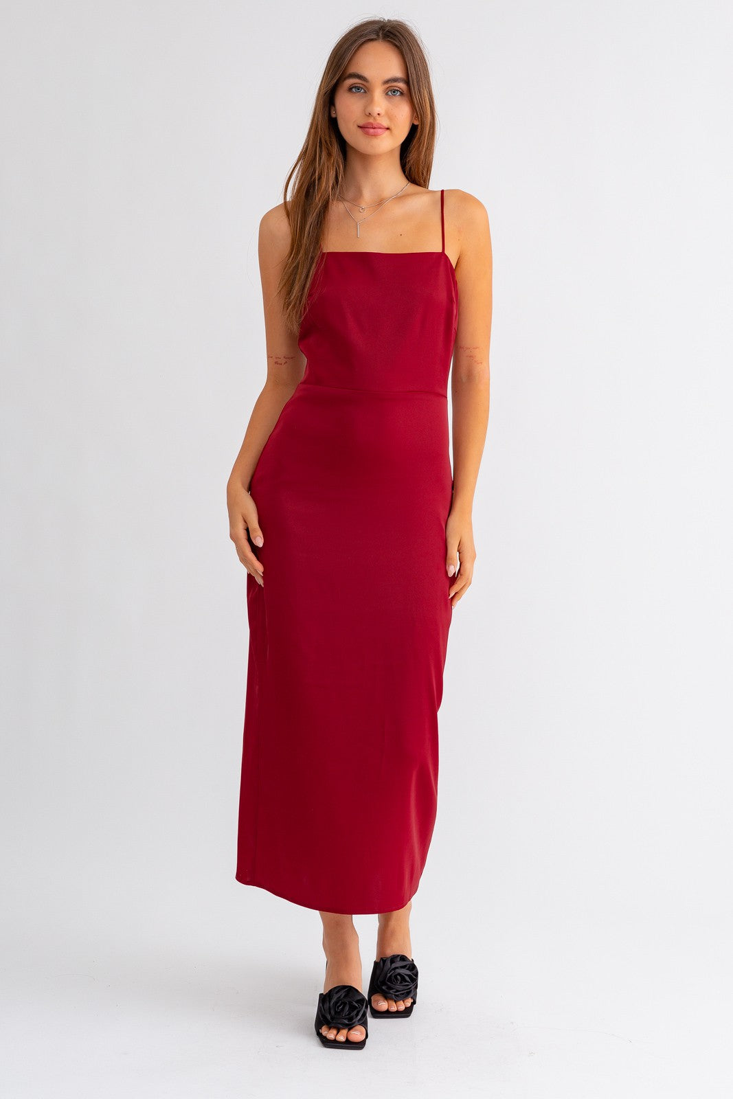 Cranberry Cocktail" Red Spaghetti Strap Maxi Dress Pink Moon Boutique Cranberry Cocktail" Red Spaghetti Strap Maxi Dress Pink Moon Boutique