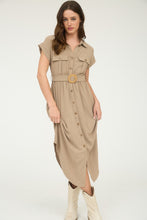 Load image into Gallery viewer, "Winery Tour" Collard Button Down Belted Midi Dress