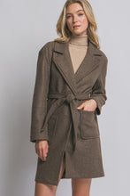 Load image into Gallery viewer, "The November" Brown Front Tie Mid Length Coat
