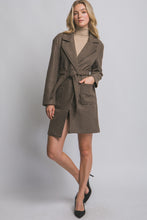Load image into Gallery viewer, "The November" Brown Front Tie Mid Length Coat