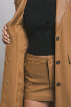 Load image into Gallery viewer, "Empire State" Camel Faux Leather Trench Coat