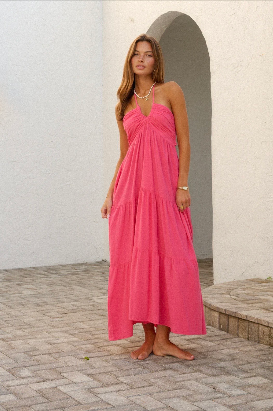 fitted lace wedding dress Rosalyn Yellow Hibiscus Print Maxi Dress - US 6