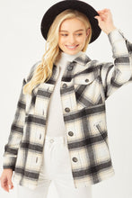 Load image into Gallery viewer, &quot;Black Licorice Martini&quot; Black &amp; Beige Plaid Jacket with Sherpa Lining
