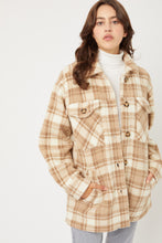 Load image into Gallery viewer, &quot;October Memories&quot; Beige Plaid Sherpa Jacket
