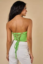 Load image into Gallery viewer, &quot;Beach Town Dream&quot; Neon Green Strapless Knit Tube Top w/ Lace Up Detail
