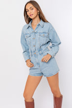 Load image into Gallery viewer, &quot;Broadway Girls&quot; Long Sleeve Light Denim Romper
