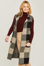 Load image into Gallery viewer, &quot;Apple Picking&quot; Long Open Front Plaid Sweater Vest
