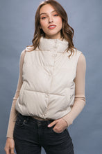 Load image into Gallery viewer, &quot;Fall Morning&quot; Cream Vegan Leather Puffer Vest
