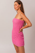 Load image into Gallery viewer, &quot;Bubble Gum Bliss&quot; Pink Textured Tube Mini Dress
