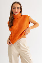 Load image into Gallery viewer, &quot;Pumpkin Pie&quot; Orange Sleeveless Turtleneck Sweater

