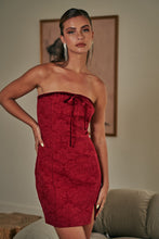 Load image into Gallery viewer, &quot;This Is Love&quot; Red Velvet Mini Tube Dress w/ Bow Detail
