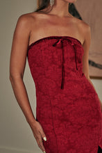 Load image into Gallery viewer, &quot;This Is Love&quot; Red Velvet Mini Tube Dress w/ Bow Detail
