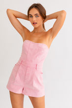 Load image into Gallery viewer, &quot;Southern Charm&quot; Pink Denim Strapless Romper
