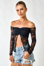 Load image into Gallery viewer, &quot;Star Of The Show&quot; Long Sleeve Black Lace Off The Shoulder Top
