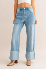 Load image into Gallery viewer, &quot;Good Old Times&quot; High Waisted Wide Leg Cuffed Jeans
