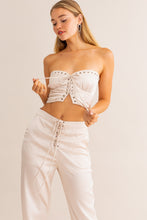 Load image into Gallery viewer, &quot;In The Clouds&quot; Beige Lace Up Strapless Corset Top

