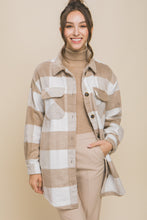 Load image into Gallery viewer, &quot;White Wine Dreaming&quot; Beige Plaid Long Shacket

