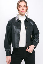 Load image into Gallery viewer, &quot;Fall Nights&quot; Black Faux Leather Cropped Jacket
