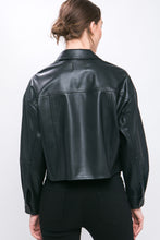 Load image into Gallery viewer, &quot;Fall Nights&quot; Black Faux Leather Cropped Jacket
