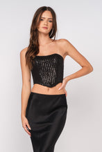Load image into Gallery viewer, &quot;Holiday Magic&quot; Black Sequin Tube Corset Top
