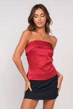 Load image into Gallery viewer, &quot;Holiday Wishlist&quot; Red Strapless Satin Top
