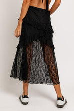 Load image into Gallery viewer, &quot;Lover Era&quot; Ruffled Lace Black Maxi Skirt
