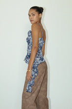 Load image into Gallery viewer, &quot;December Blues&quot; Blue and White Floral Tank Top w/ Rosette Detail
