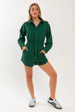 Load image into Gallery viewer, &quot;Call Me Lucky&quot; Green Long Sleeve Romper
