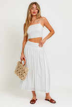 Load image into Gallery viewer, &quot;Fairytale Wishes&quot; White Smocked Top &amp; Smocked Ruffle Midi Skirt Set
