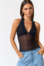 Load image into Gallery viewer, &quot;August Date Night&quot; Halter Black Mesh Top
