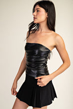 Load image into Gallery viewer, &quot;Midnight Cocktails&quot; Black Strapless Faux Leather Tube Top
