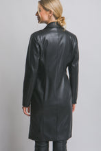 Load image into Gallery viewer, &quot;Empire State&quot; Black Faux Leather Trench Coat
