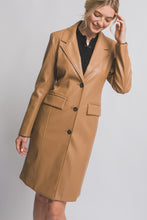 Load image into Gallery viewer, &quot;Empire State&quot; Camel Faux Leather Trench Coat
