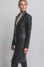 Load image into Gallery viewer, &quot;Empire State&quot; Black Faux Leather Trench Coat
