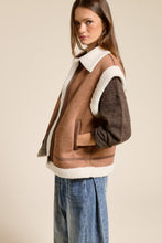 Load image into Gallery viewer, &quot;The Canyon Vest&quot; Light Brown Faux Suede Vest w/ Sherpa Lining
