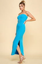 Load image into Gallery viewer, &quot;Sunny Day&quot; Blue Turquoise Asymmetrical Hem Midi Dress
