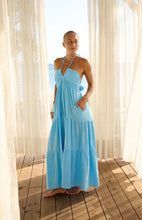 Load image into Gallery viewer, &quot;Jersey Summer&quot; Light Blue Halter Flowy Maxi Dress

