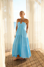 Load image into Gallery viewer, &quot;Jersey Summer&quot; Light Blue Halter Flowy Maxi Dress
