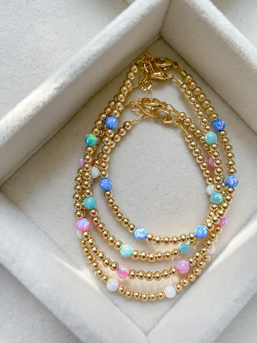 14k Gold Filled Opal Ball Beaded Bracelet