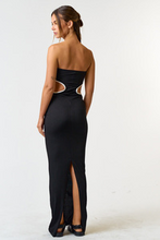 Load image into Gallery viewer, &quot;Cocktail Hour&quot; Strapless Black Maxi Dress w/ White Lining Detail
