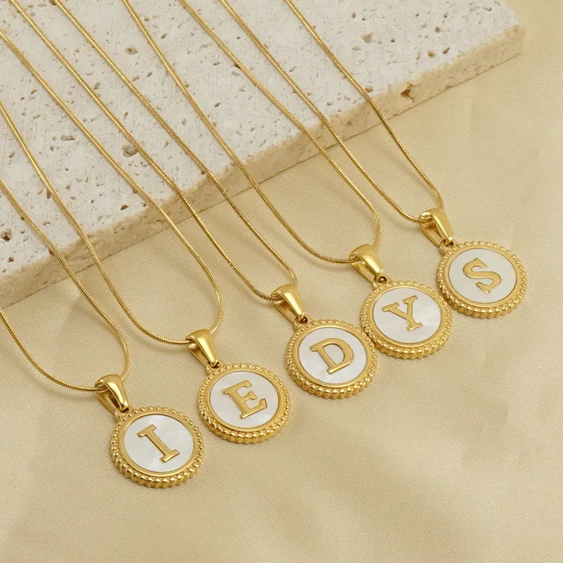 18k Gold Platted Initial Necklace with Ivory Pendant