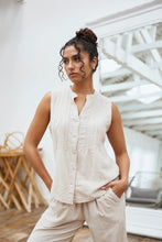 Load image into Gallery viewer, &quot;Weekend Out East&quot; Beige Sleeveless Button Down
