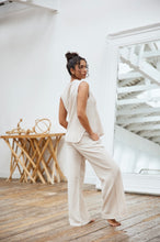 Load image into Gallery viewer, &quot;Weekend Out East&quot; Beige Sleeveless Button Down
