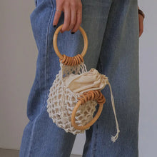 Load image into Gallery viewer, Mini Crochet Handbag w/ Wooden Handle
