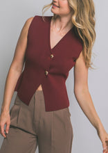 Load image into Gallery viewer, &quot;Fall Classic&quot; Sleeveless Cranberry Thick Knit Top

