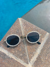 Load image into Gallery viewer, &quot;Sparks Fly&quot; Oval Frame Pearl &amp; Rhinestone Sunglasses

