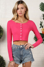 Load image into Gallery viewer, &quot;Sugar and Spice&quot; Long Sleeve Button Crop Top
