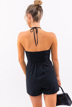 Load image into Gallery viewer, &quot;Center Of Attention&quot; Black Halter Top Romper
