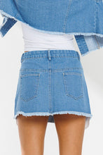 Load image into Gallery viewer, &quot;Rhinestone Dream&quot; Mini Denim Skirt w/ Rhinestone Detail
