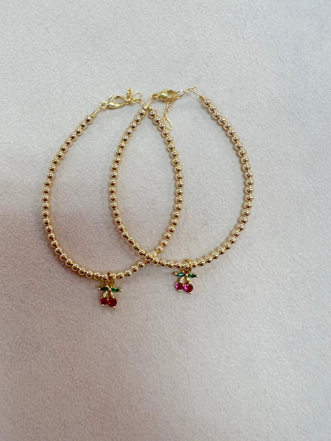 14k Gold Filled Cherry Charm Bracelet
